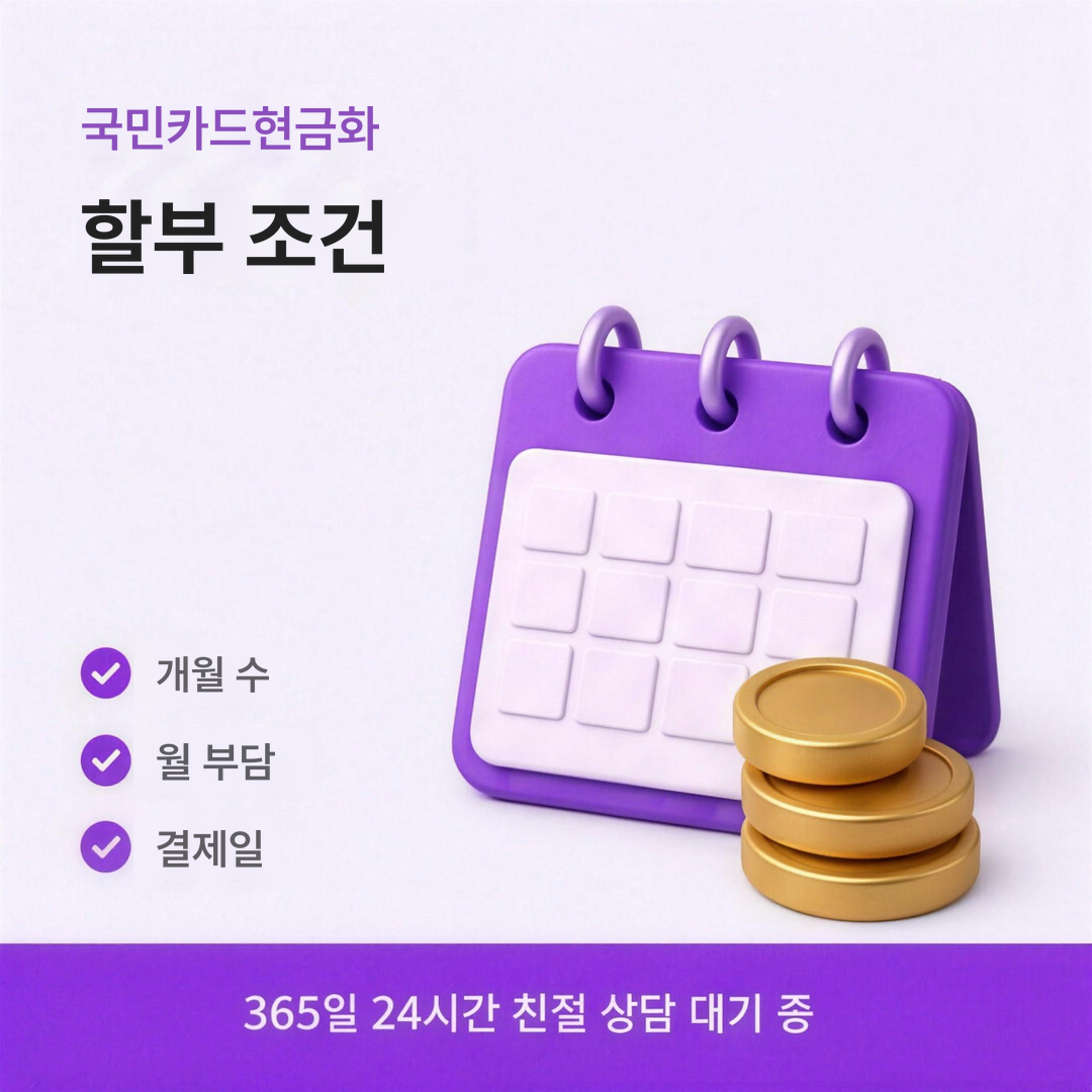 다음머니 국민카드현금화 할부 조건 안내